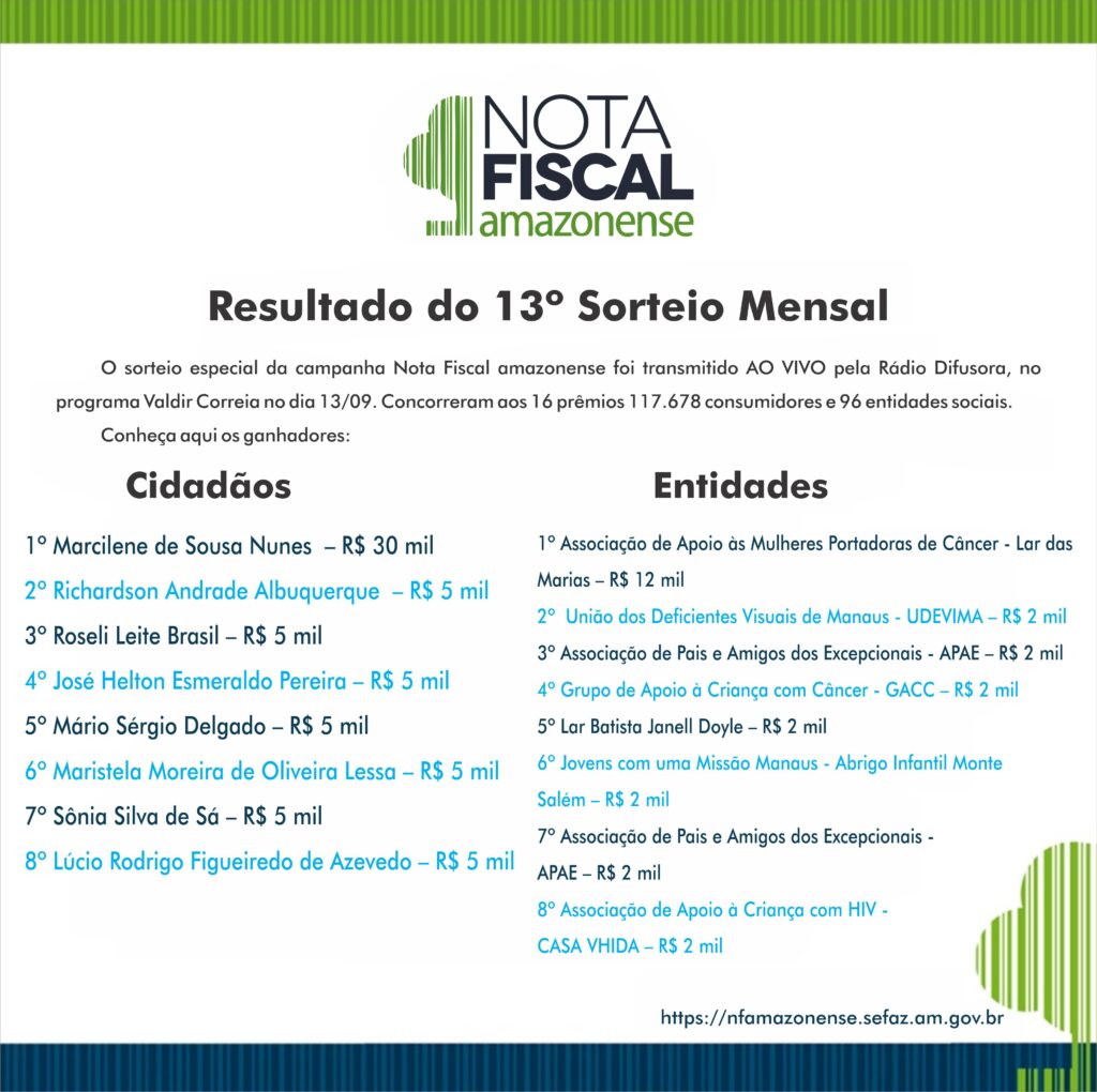 Lista do 13º Sorteio - facebook